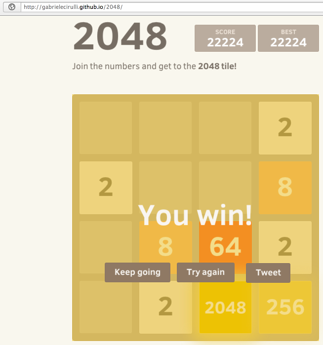 2048 game finished