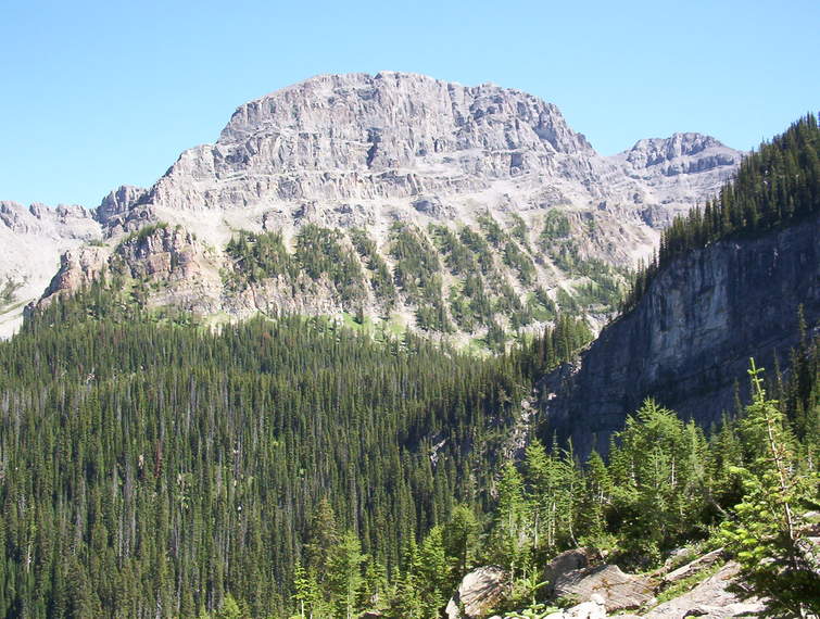 A mountain across the valley