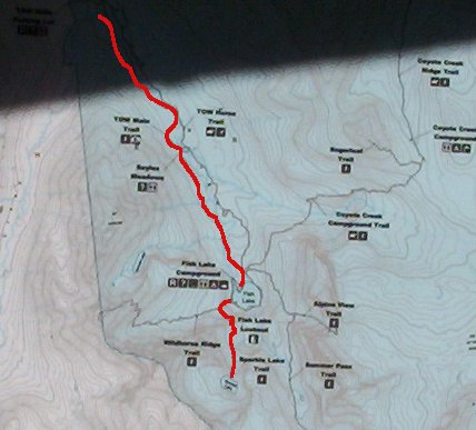 The 'top of the world' park map, with our route in red